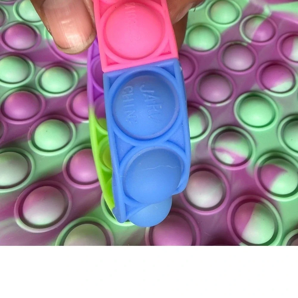 Ja-Ru Silicone Pop Fidget Tote Bag and‎ Bracelet Set Purple Green Swirl Eyeball